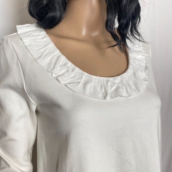 Rosie Pope Maternity Dress Womens XS White Ruffle Trim Long Sleeve Stretch - Picture 3 of 11